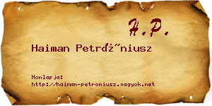 Haiman Petróniusz névjegykártya